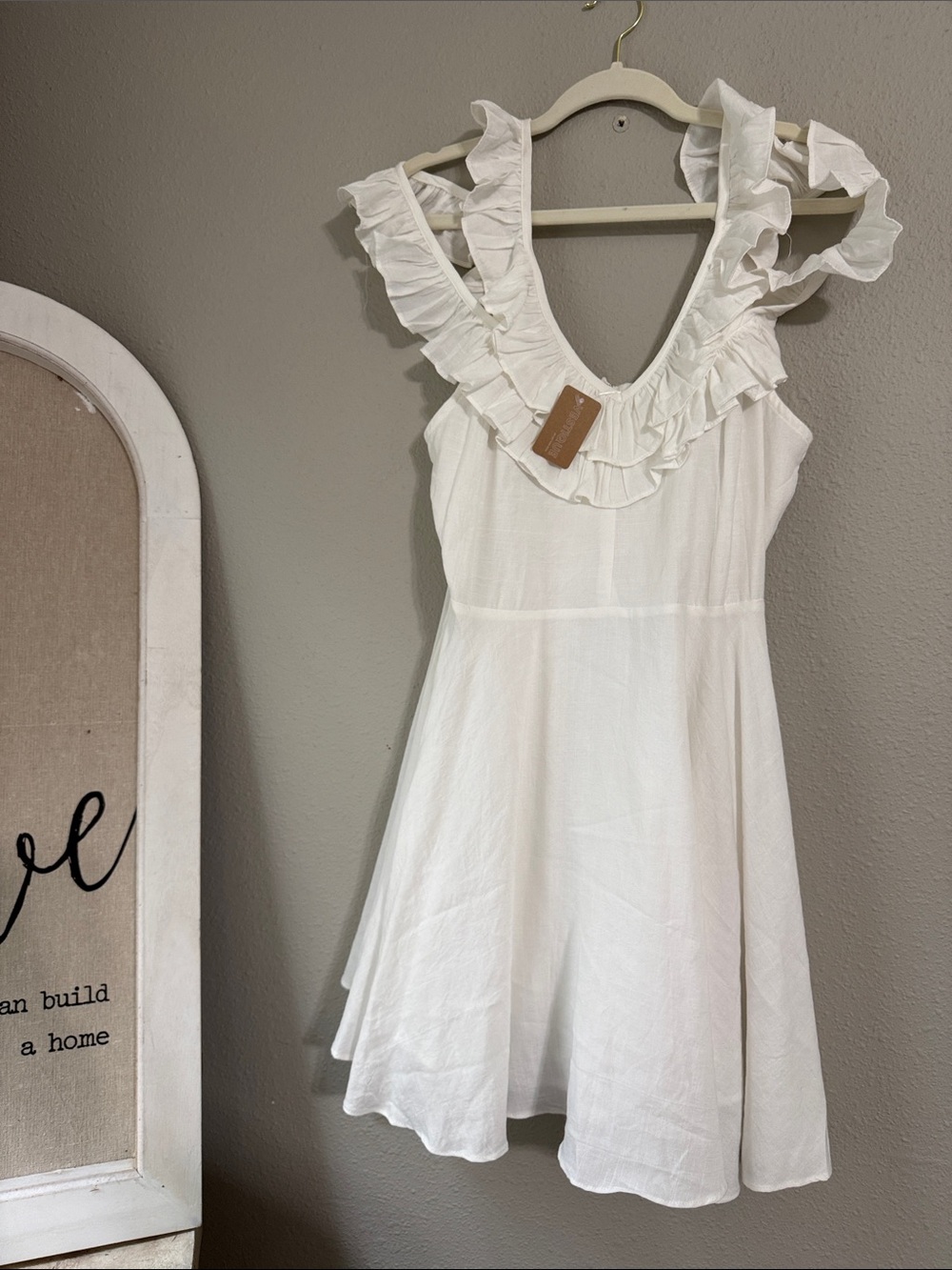 vestique White Ruffle V-Neck Sundress